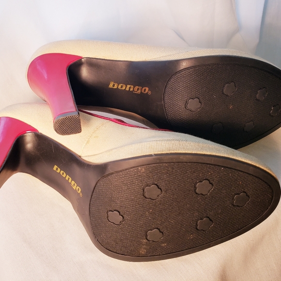 Retro Bongo “Bella” Fabric Pumps with Red Patent Leather - Picture 8 of 9